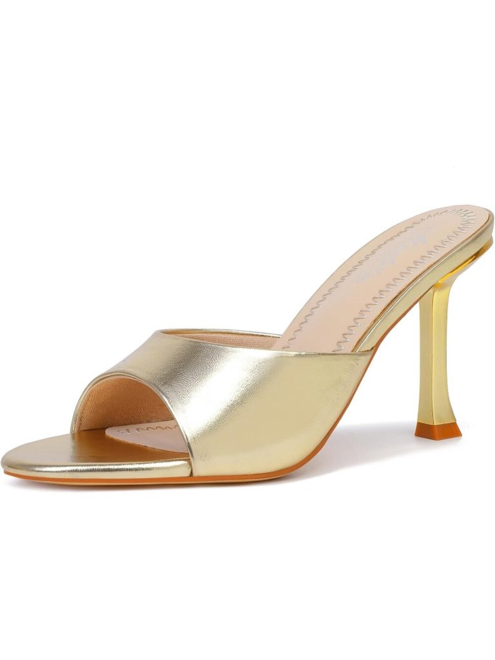 Women's Round Toe Heel With Bow Mules Gold Slip on Stiletto Backless Sandal